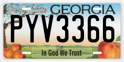 GA license plate PYV3366