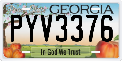 GA license plate PYV3376