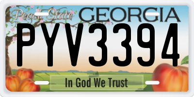 GA license plate PYV3394