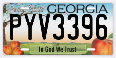 GA license plate PYV3396