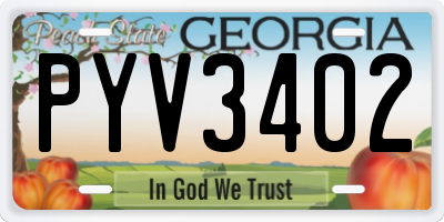 GA license plate PYV3402