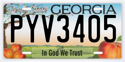 GA license plate PYV3405