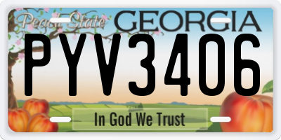 GA license plate PYV3406