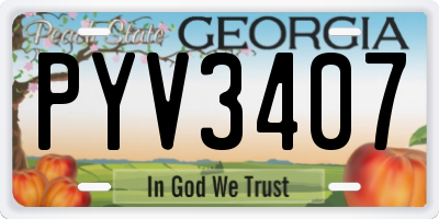 GA license plate PYV3407