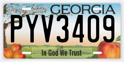 GA license plate PYV3409