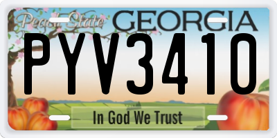 GA license plate PYV3410