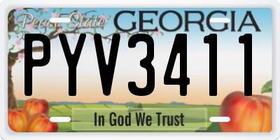 GA license plate PYV3411