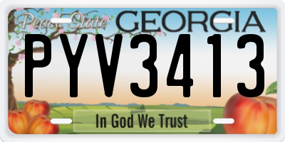 GA license plate PYV3413