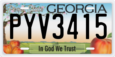 GA license plate PYV3415