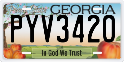 GA license plate PYV3420