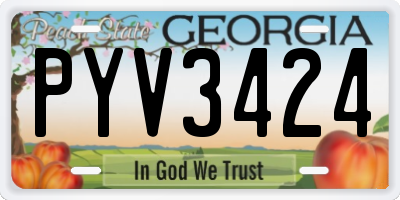 GA license plate PYV3424