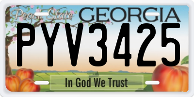 GA license plate PYV3425