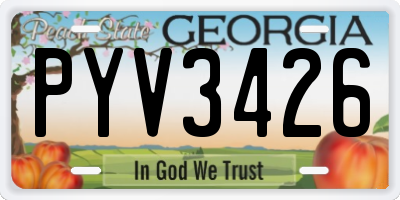 GA license plate PYV3426