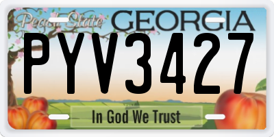 GA license plate PYV3427