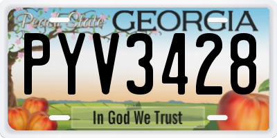 GA license plate PYV3428