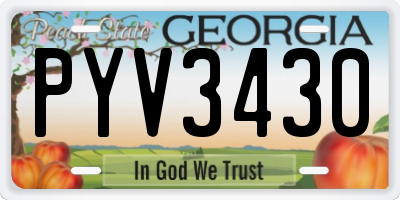 GA license plate PYV3430