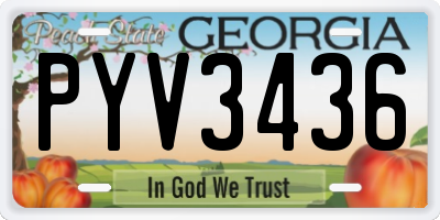 GA license plate PYV3436