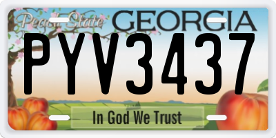 GA license plate PYV3437