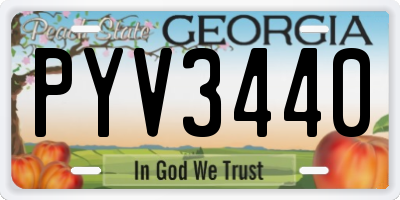 GA license plate PYV3440