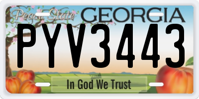 GA license plate PYV3443
