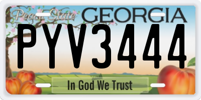 GA license plate PYV3444