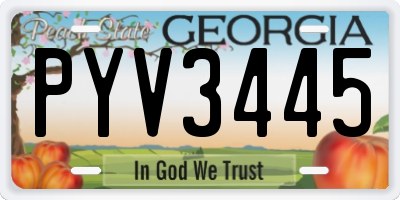 GA license plate PYV3445