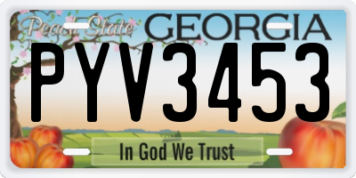 GA license plate PYV3453