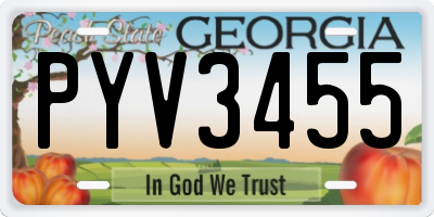 GA license plate PYV3455