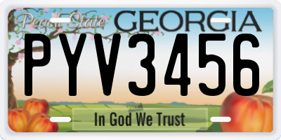 GA license plate PYV3456