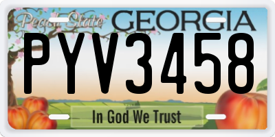 GA license plate PYV3458