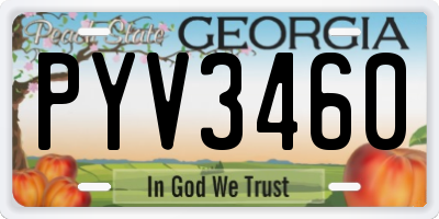 GA license plate PYV3460