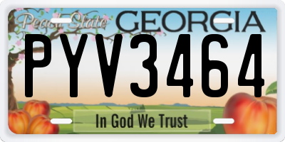 GA license plate PYV3464
