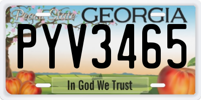 GA license plate PYV3465