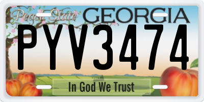 GA license plate PYV3474