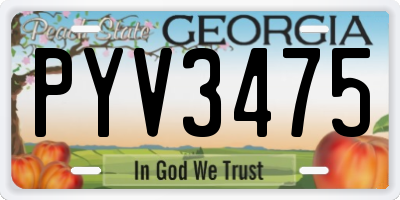 GA license plate PYV3475
