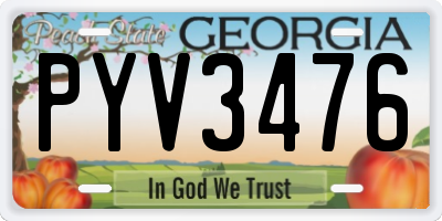 GA license plate PYV3476