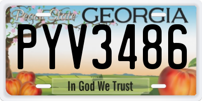 GA license plate PYV3486