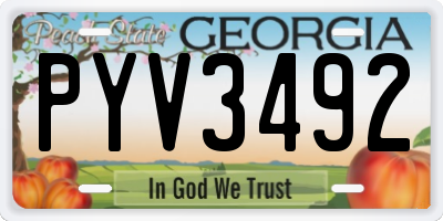 GA license plate PYV3492
