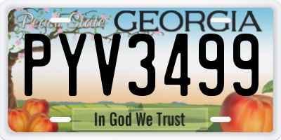 GA license plate PYV3499