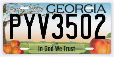 GA license plate PYV3502