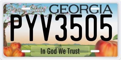 GA license plate PYV3505