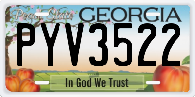 GA license plate PYV3522