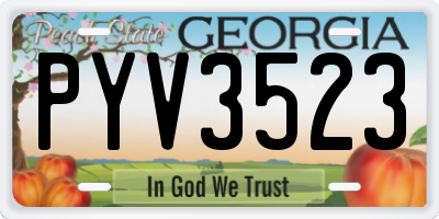 GA license plate PYV3523