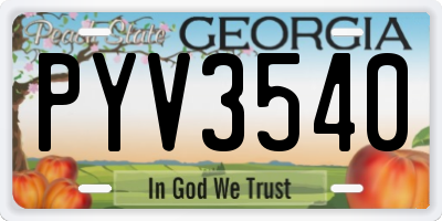 GA license plate PYV3540