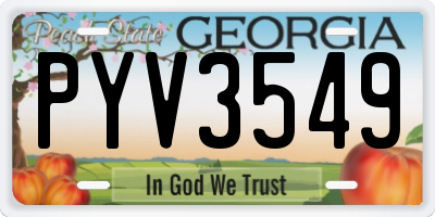 GA license plate PYV3549