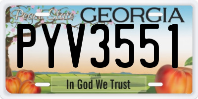 GA license plate PYV3551