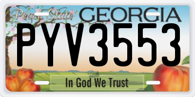 GA license plate PYV3553