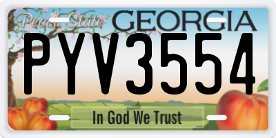 GA license plate PYV3554