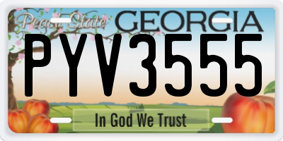 GA license plate PYV3555