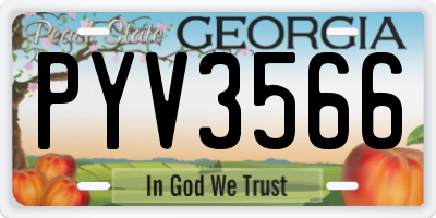 GA license plate PYV3566
